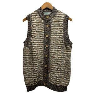 John Molloy Vtg Women's Small Chunky New Wool Knit Ireland Cardigan Vest Sweater